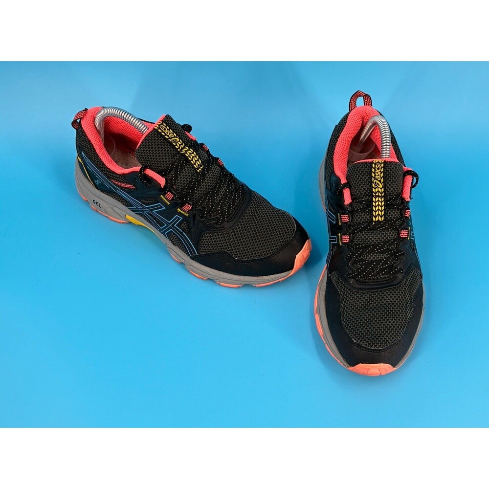 ASICS Gel-Venture 8 Women’s Size 8 Black Blue Coral Trail Running Shoes 1012A708